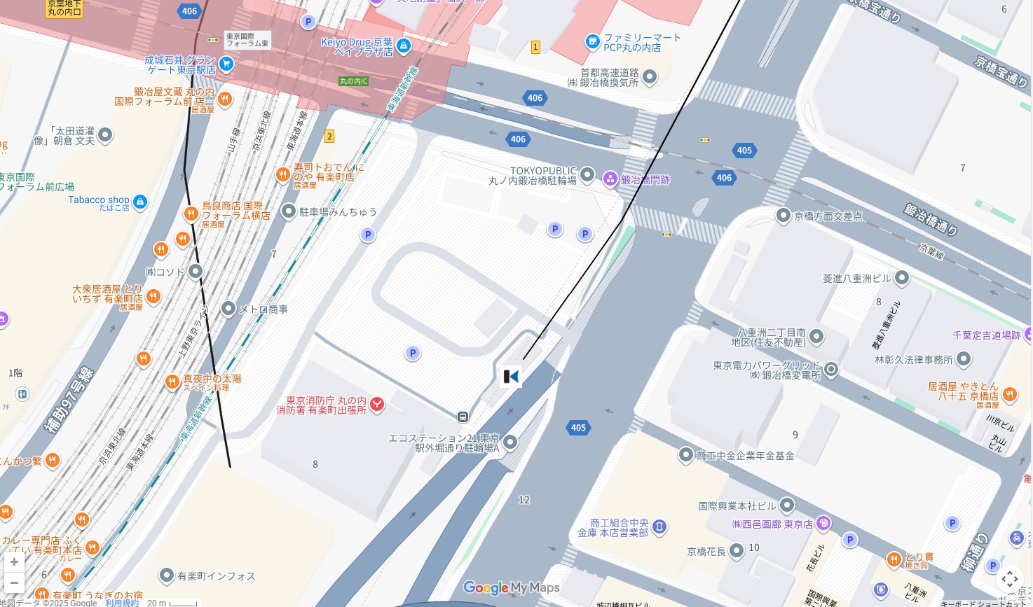 東京駅八重洲南口から徒歩6分丸ノ内鍛治橋駐車場